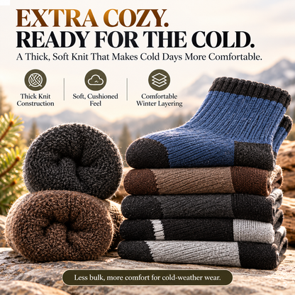 Merino Wool Hiking Socks – Thick Cushioned Thermal Socks for Winter Warmth & Everyday Comfort