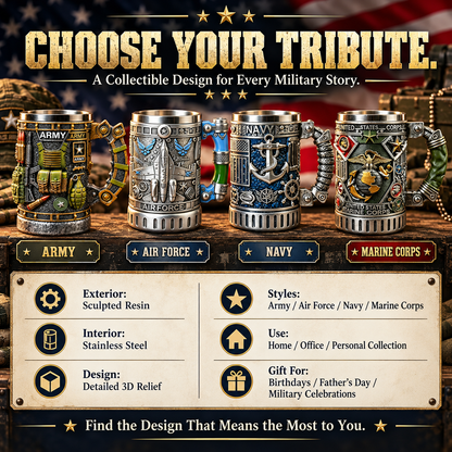Military 3D Collectible Mug – Resin & Stainless Steel Tankard