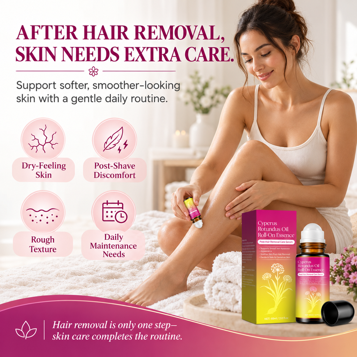 Cyperus Rotundus Oil Roll-On Serum – Natural Post-Hair Removal Care for Smoother, Softer Skin