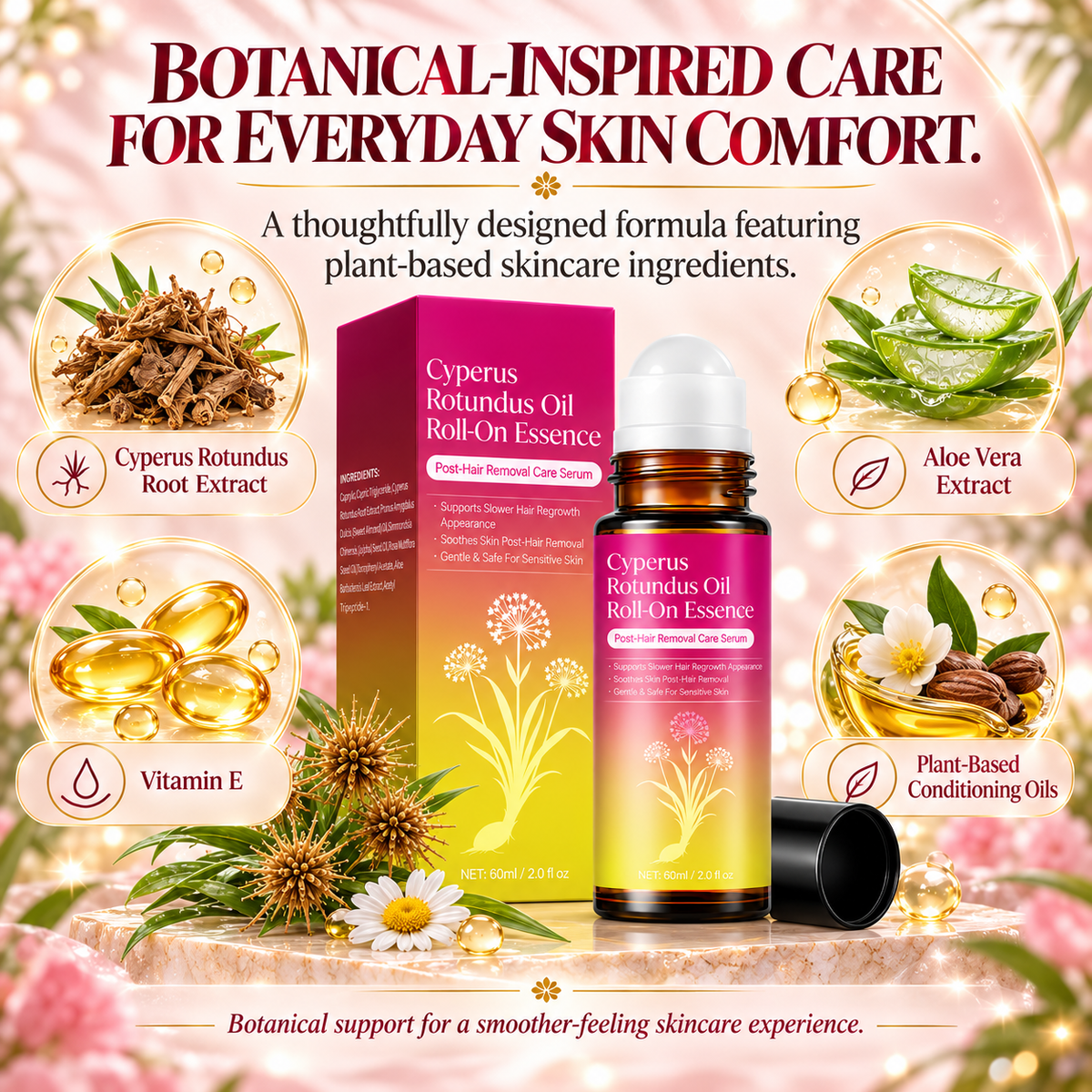 Cyperus Rotundus Oil Roll-On Serum – Natural Post-Hair Removal Care for Smoother, Softer Skin