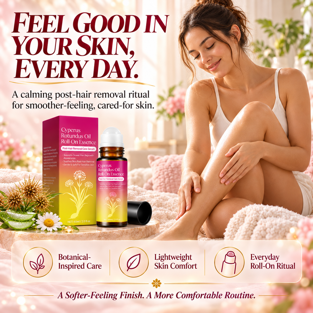 Cyperus Rotundus Oil Roll-On Serum – Natural Post-Hair Removal Care for Smoother, Softer Skin