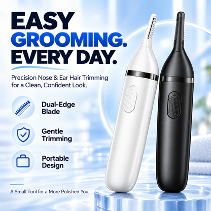 Electric Nose & Ear Hair Trimmer – Dual-Edge Precision Blades, Gentle & Portable Grooming Tool