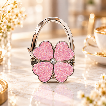 Elegant Four-Leaf Clover Foldable Purse Hanger – Portable Table Bag Hook
