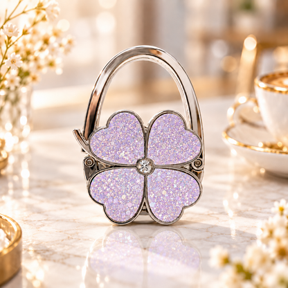 Elegant Four-Leaf Clover Foldable Purse Hanger – Portable Table Bag Hook