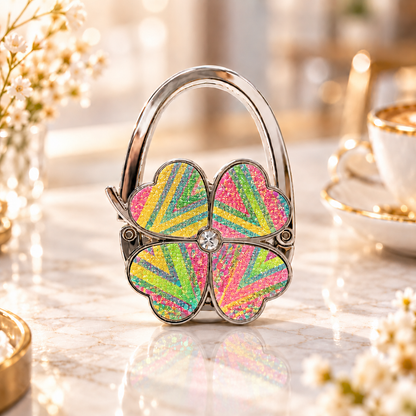 Elegant Four-Leaf Clover Foldable Purse Hanger – Portable Table Bag Hook