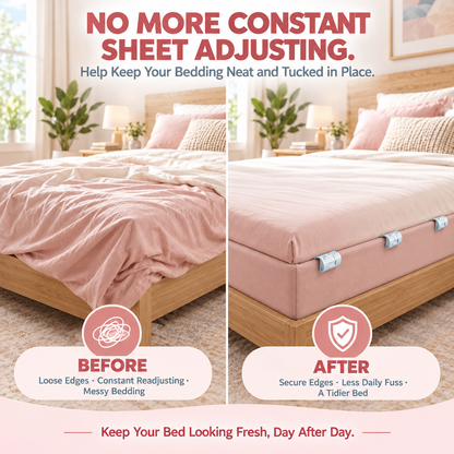 Adjustable Bed Sheet Gripper Clips – 2-Setting Anti-Slip, No-Pin Fasteners