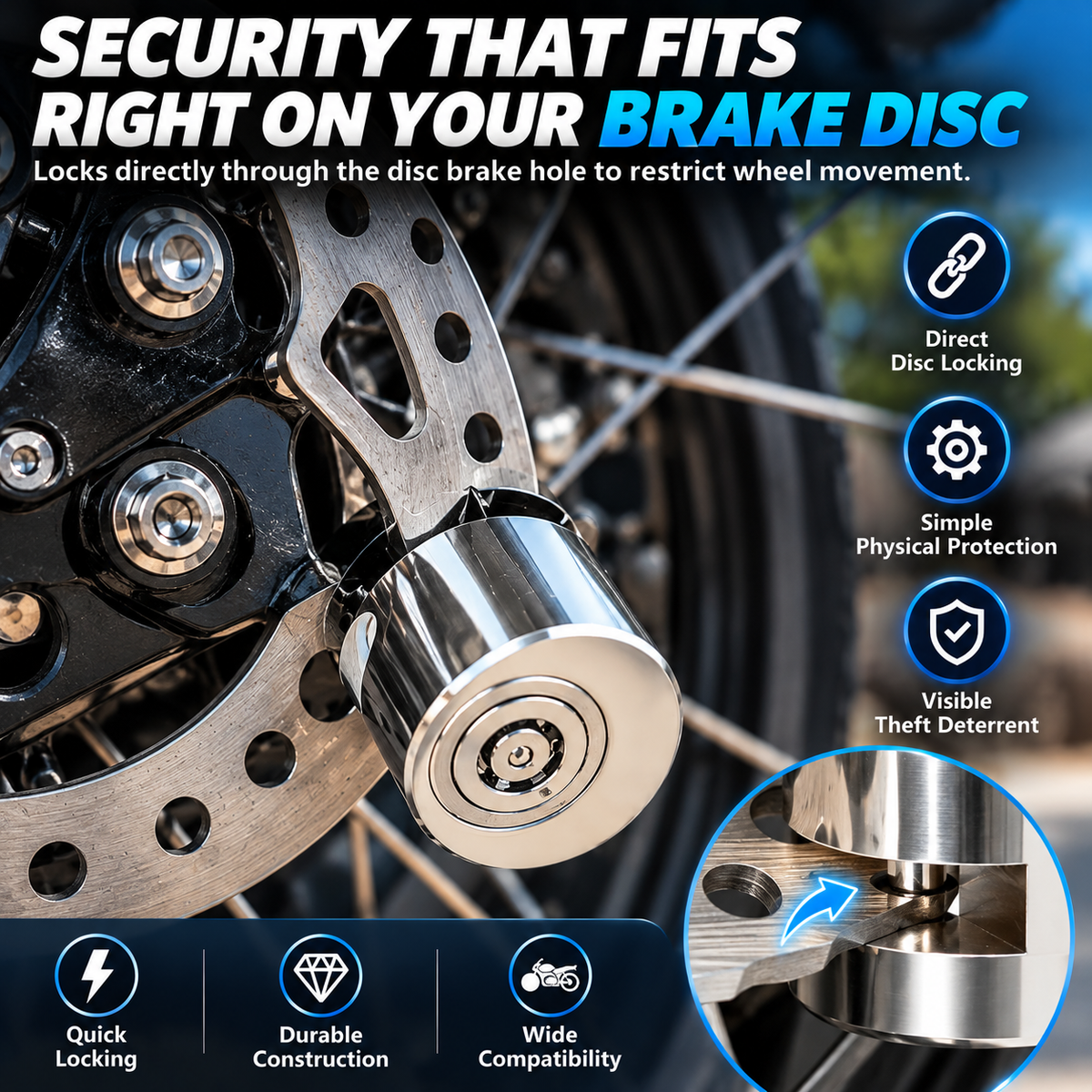 Heavy-Duty Disc Brake Lock – Anti-Theft Security Lock for Motorcycles, E-Bikes & Bicycles