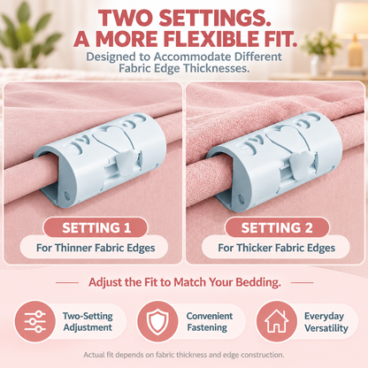 Adjustable Bed Sheet Gripper Clips – 2-Setting Anti-Slip, No-Pin Fasteners