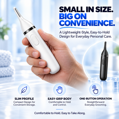 Electric Nose & Ear Hair Trimmer – Dual-Edge Precision Blades, Gentle & Portable Grooming Tool