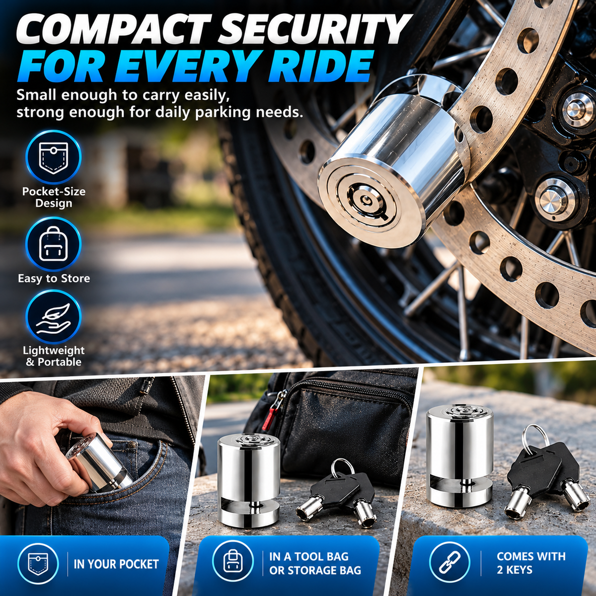 Heavy-Duty Disc Brake Lock – Anti-Theft Security Lock for Motorcycles, E-Bikes & Bicycles