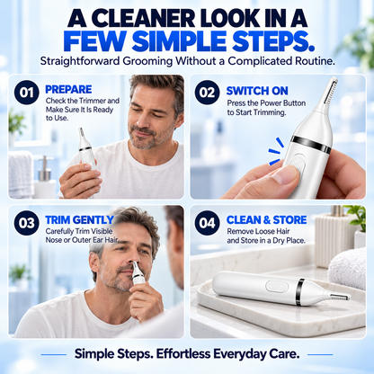 Electric Nose & Ear Hair Trimmer – Dual-Edge Precision Blades, Gentle & Portable Grooming Tool
