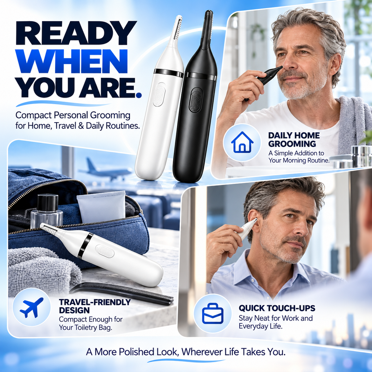 Electric Nose & Ear Hair Trimmer – Dual-Edge Precision Blades, Gentle & Portable Grooming Tool