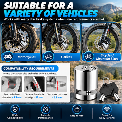 Heavy-Duty Disc Brake Lock – Anti-Theft Security Lock for Motorcycles, E-Bikes & Bicycles
