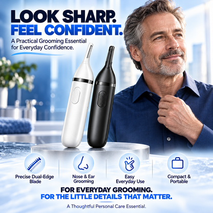 Electric Nose & Ear Hair Trimmer – Dual-Edge Precision Blades, Gentle & Portable Grooming Tool