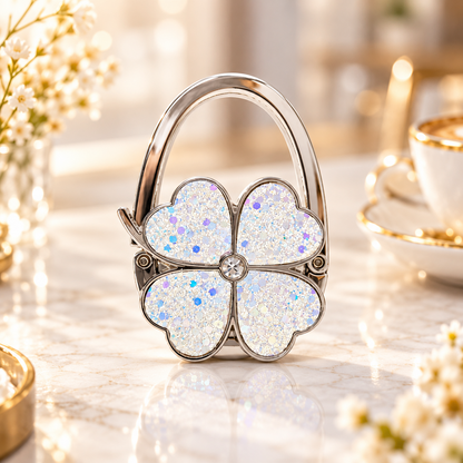 Elegant Four-Leaf Clover Foldable Purse Hanger – Portable Table Bag Hook