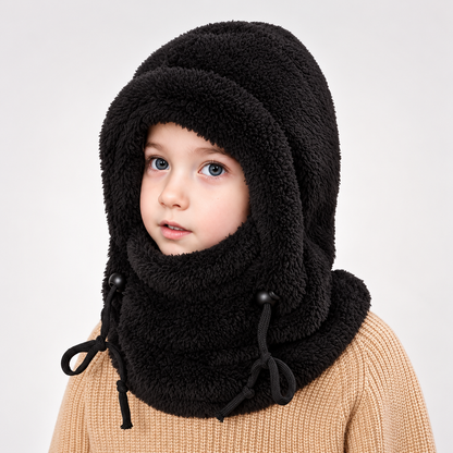 ❄️ Kids Winter Balaclava Hat – 3-in-1 Soft Plush Fleece Hood, Face Cover & Neck Warmer for Boys and Girls