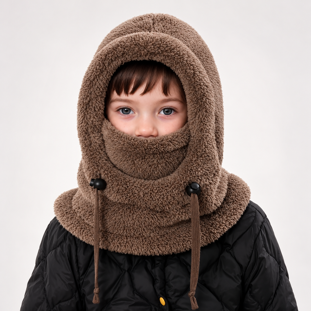 ❄️ Kids Winter Balaclava Hat – 3-in-1 Soft Plush Fleece Hood, Face Cover & Neck Warmer for Boys and Girls