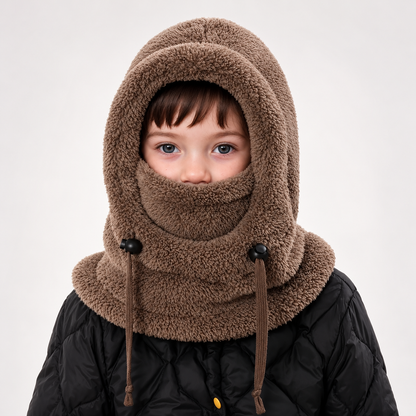 ❄️ Kids Winter Balaclava Hat – 3-in-1 Soft Plush Fleece Hood, Face Cover & Neck Warmer for Boys and Girls