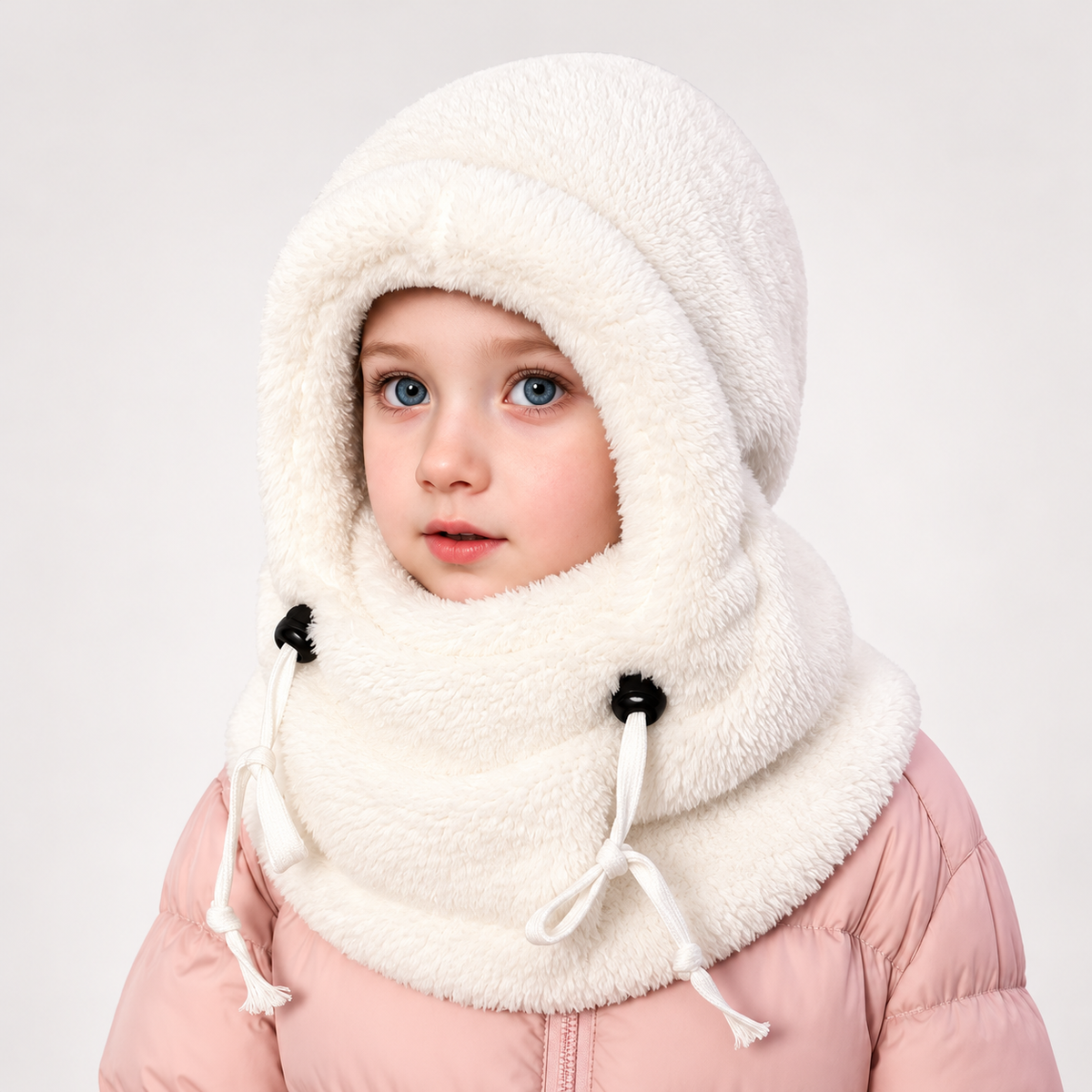 ❄️ Kids Winter Balaclava Hat – 3-in-1 Soft Plush Fleece Hood, Face Cover & Neck Warmer for Boys and Girls