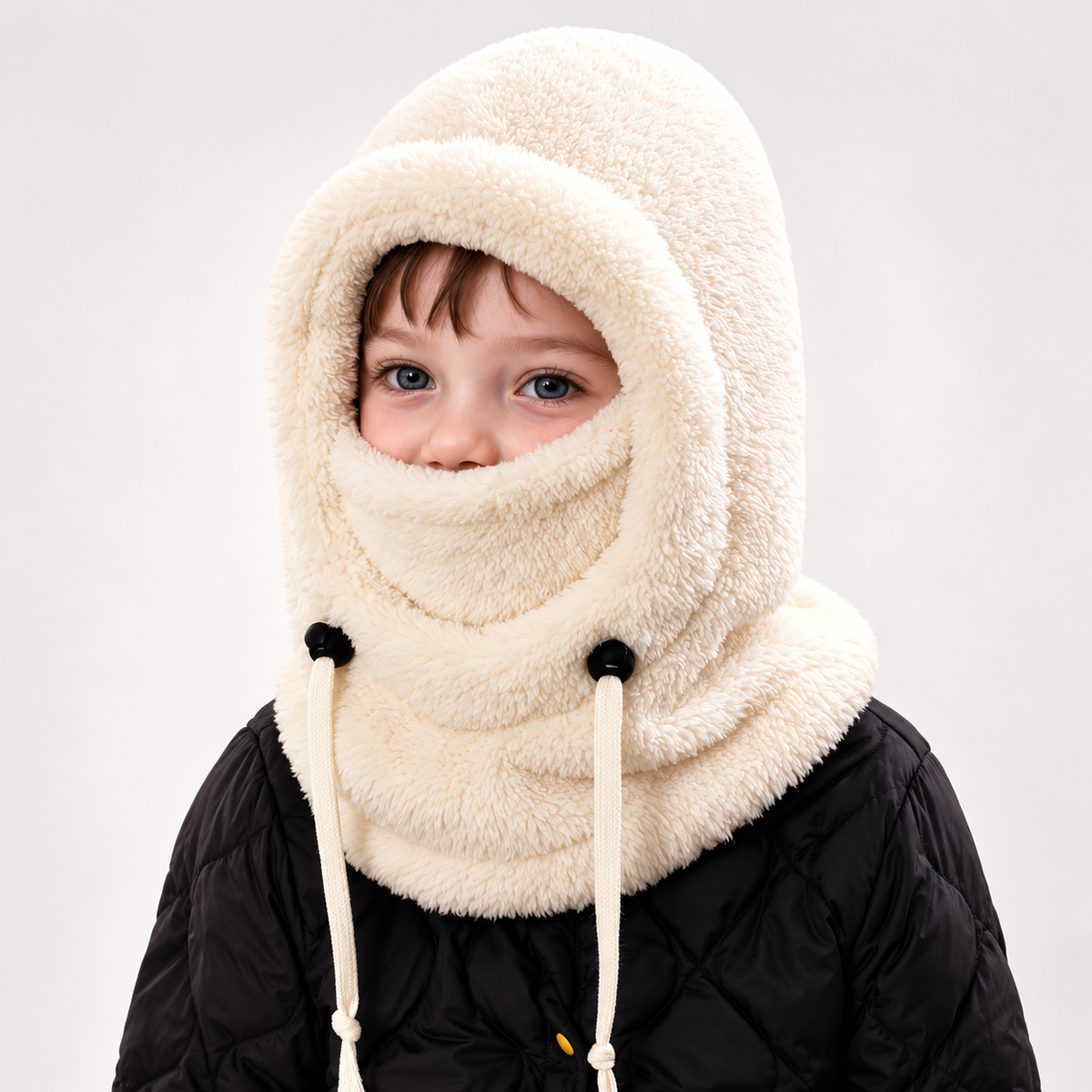 ❄️ Kids Winter Balaclava Hat – 3-in-1 Soft Plush Fleece Hood, Face Cover & Neck Warmer for Boys and Girls