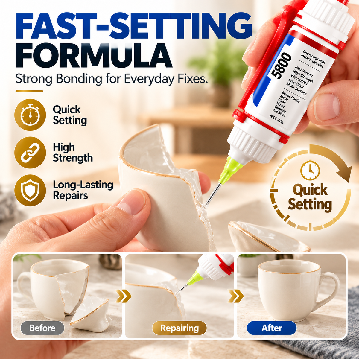 5800 Precision Repair Glue – Fast-Setting Multi-Surface Adhesive for DIY Repairs