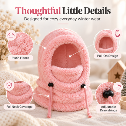 ❄️ Kids Winter Balaclava Hat – 3-in-1 Soft Plush Fleece Hood, Face Cover & Neck Warmer for Boys and Girls