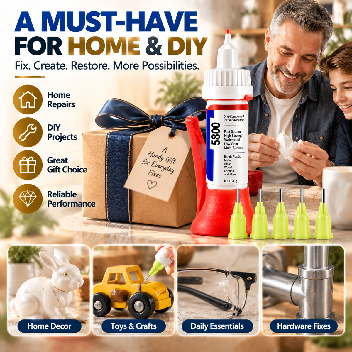 5800 Precision Repair Glue – Fast-Setting Multi-Surface Adhesive for DIY Repairs