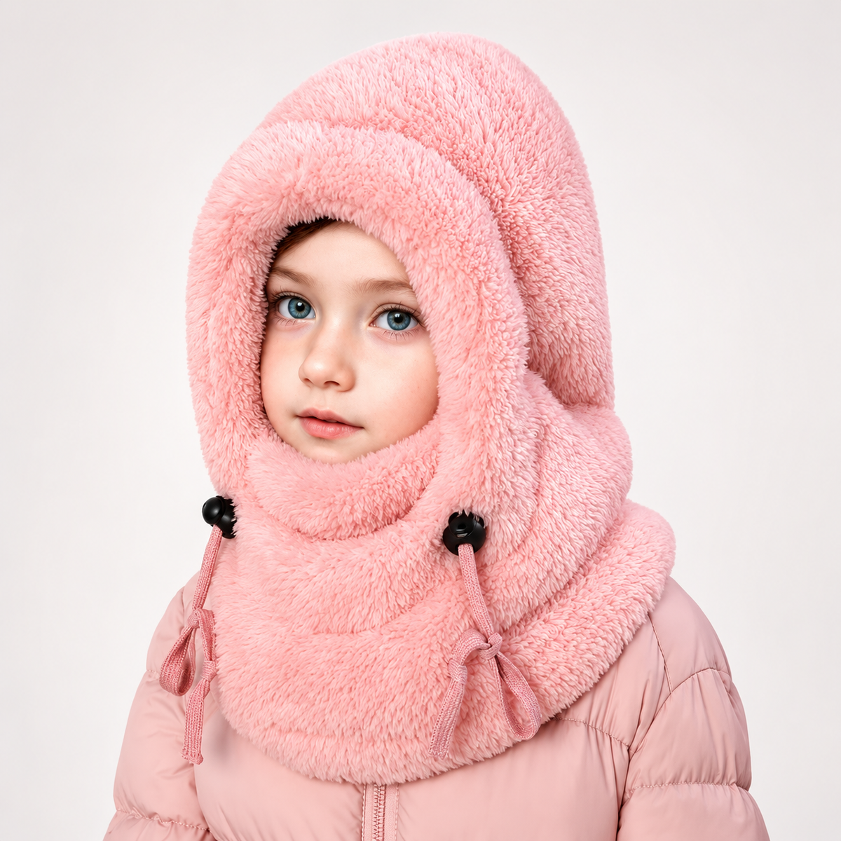 ❄️ Kids Winter Balaclava Hat – 3-in-1 Soft Plush Fleece Hood, Face Cover & Neck Warmer for Boys and Girls