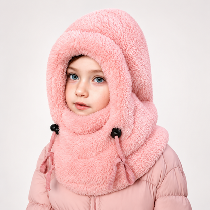 ❄️ Kids Winter Balaclava Hat – 3-in-1 Soft Plush Fleece Hood, Face Cover & Neck Warmer for Boys and Girls