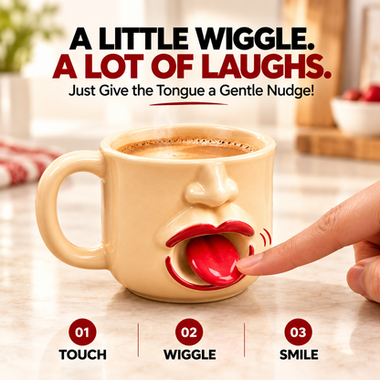 Funny 3D Face Ceramic Coffee Mug with Wobbly Tongue – Unique Novelty Gift