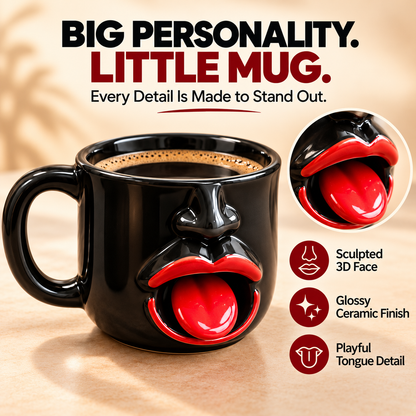 Funny 3D Face Ceramic Coffee Mug with Wobbly Tongue – Unique Novelty Gift