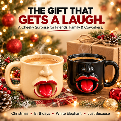 Funny 3D Face Ceramic Coffee Mug with Wobbly Tongue – Unique Novelty Gift