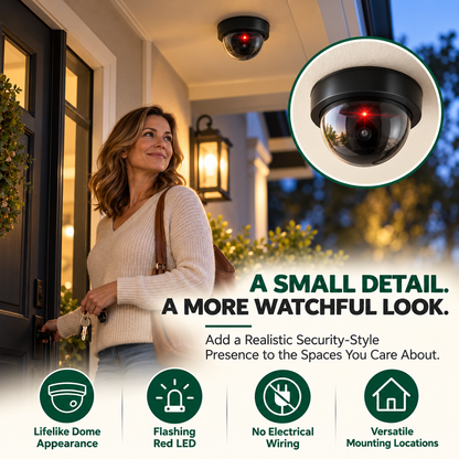 Realistic Dummy Dome Security Camera – Flashing Red LED, Easy Installation