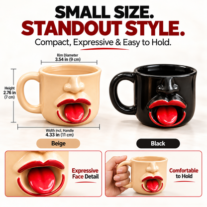 Funny 3D Face Ceramic Coffee Mug with Wobbly Tongue – Unique Novelty Gift