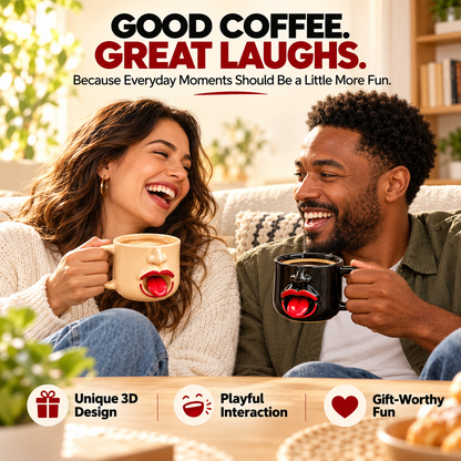 Funny 3D Face Ceramic Coffee Mug with Wobbly Tongue – Unique Novelty Gift
