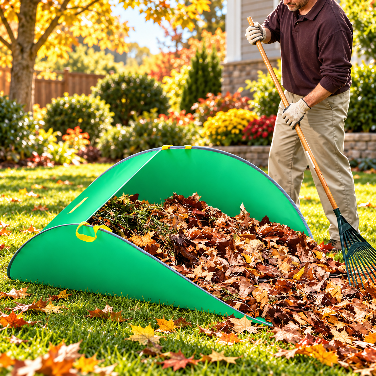 Foldable Garden Leaf Collector – Large Capacity Pop-Up Yard Cleanup Bag with Easy Carry Handles