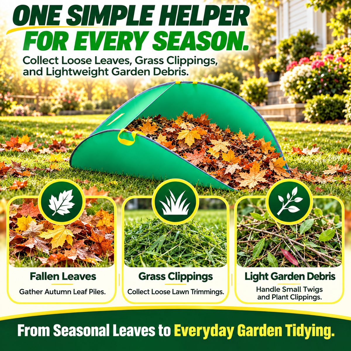 Foldable Garden Leaf Collector – Large Capacity Pop-Up Yard Cleanup Bag with Easy Carry Handles