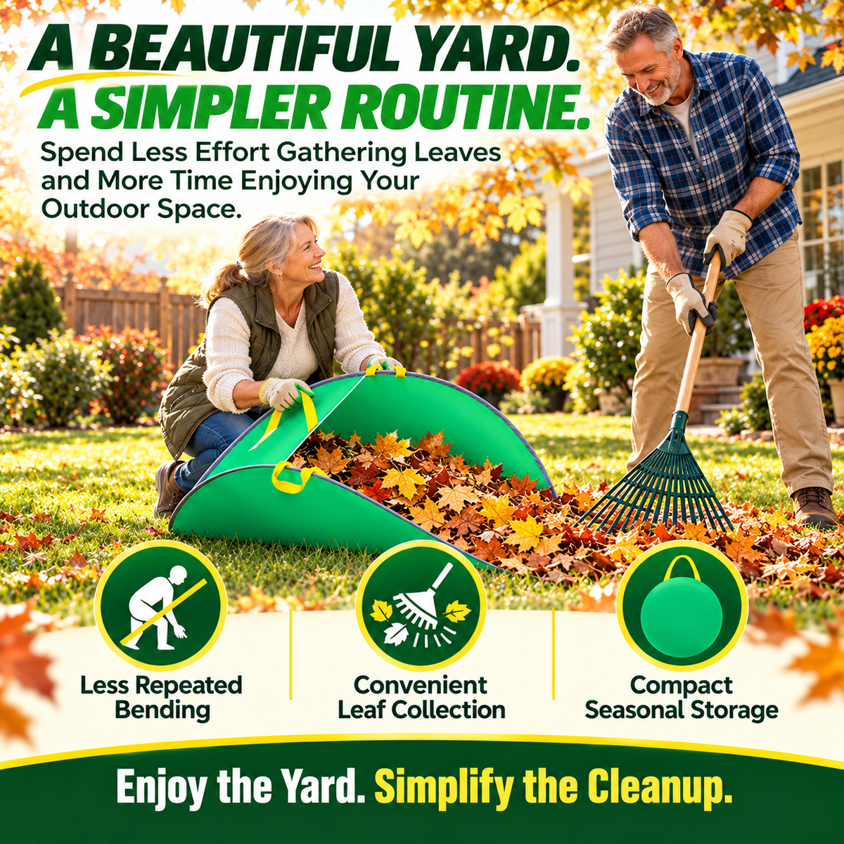 Foldable Garden Leaf Collector – Large Capacity Pop-Up Yard Cleanup Bag with Easy Carry Handles