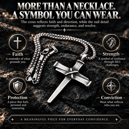 Men’s Vintage Gothic Nail Cross Pendant Necklace – Symbol of Faith & Strength
