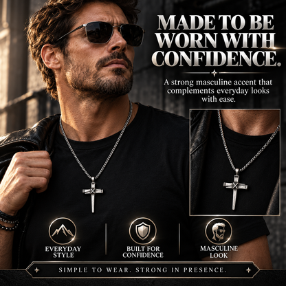 Men’s Vintage Gothic Nail Cross Pendant Necklace – Symbol of Faith & Strength