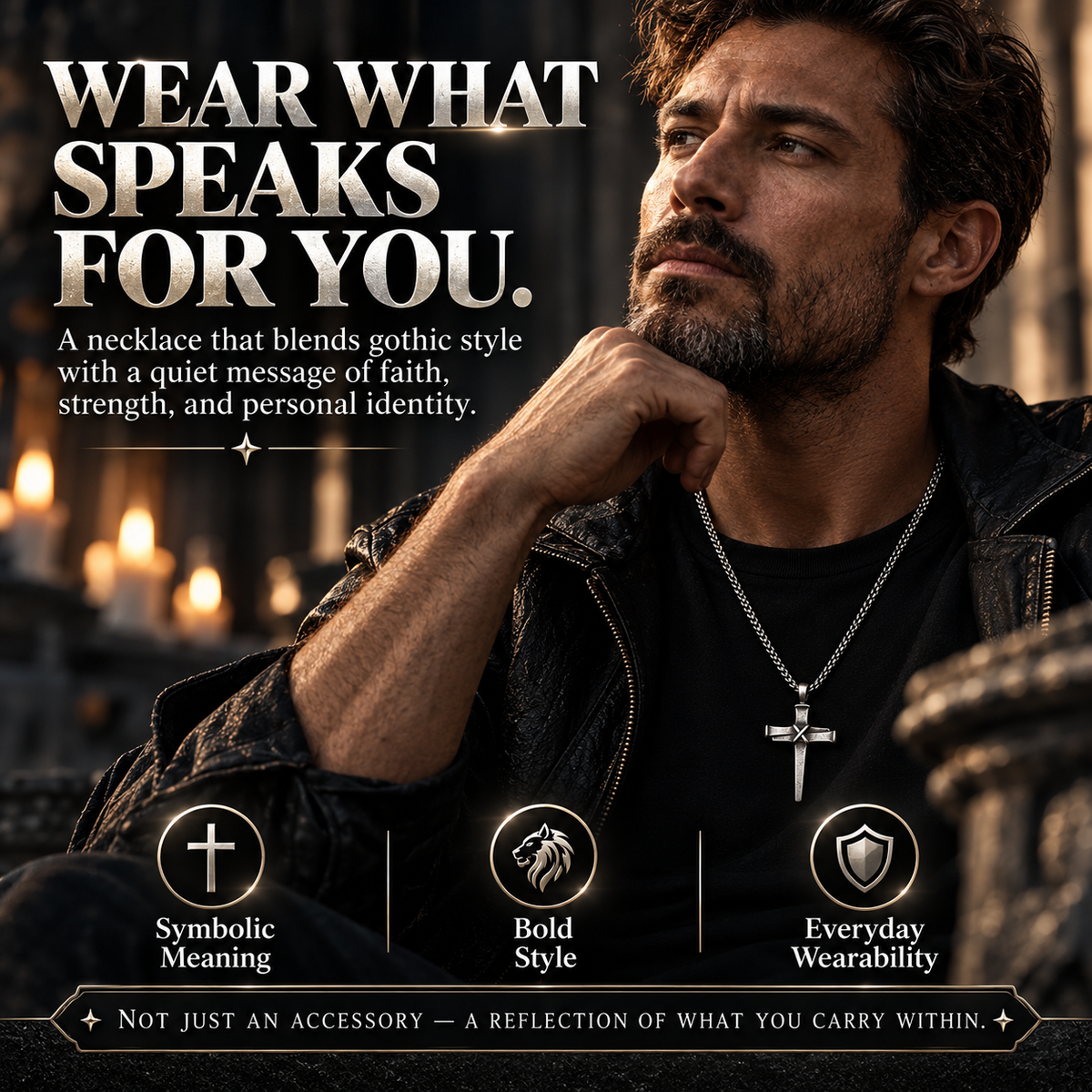 Men’s Vintage Gothic Nail Cross Pendant Necklace – Symbol of Faith & Strength