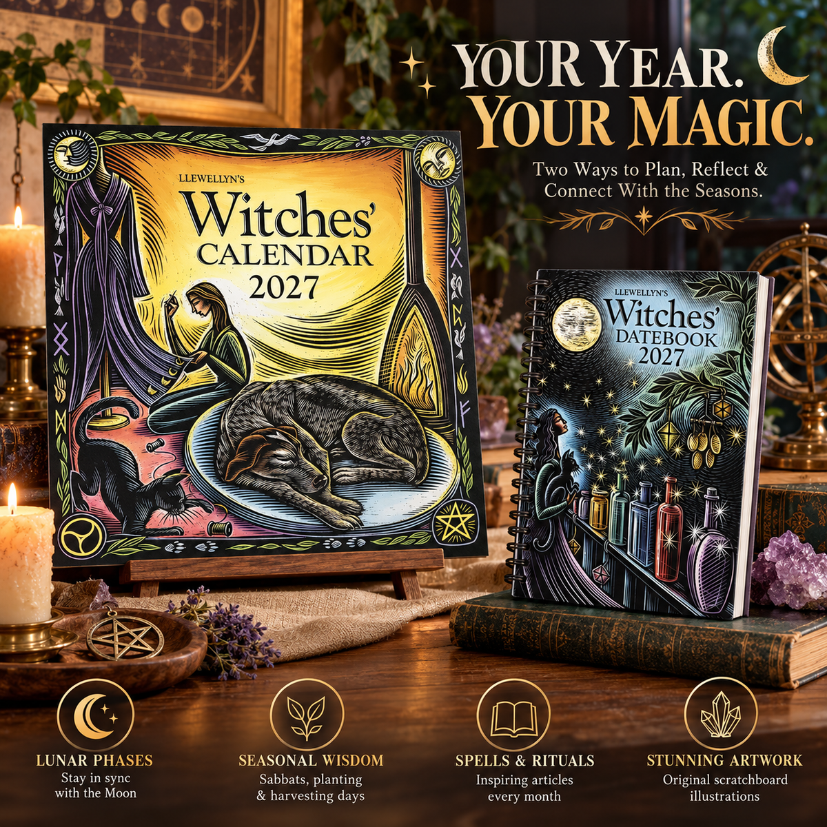 2027 Witches' Calendar & Datebook – Moon Phases, Spells, Rituals & Magical Planner