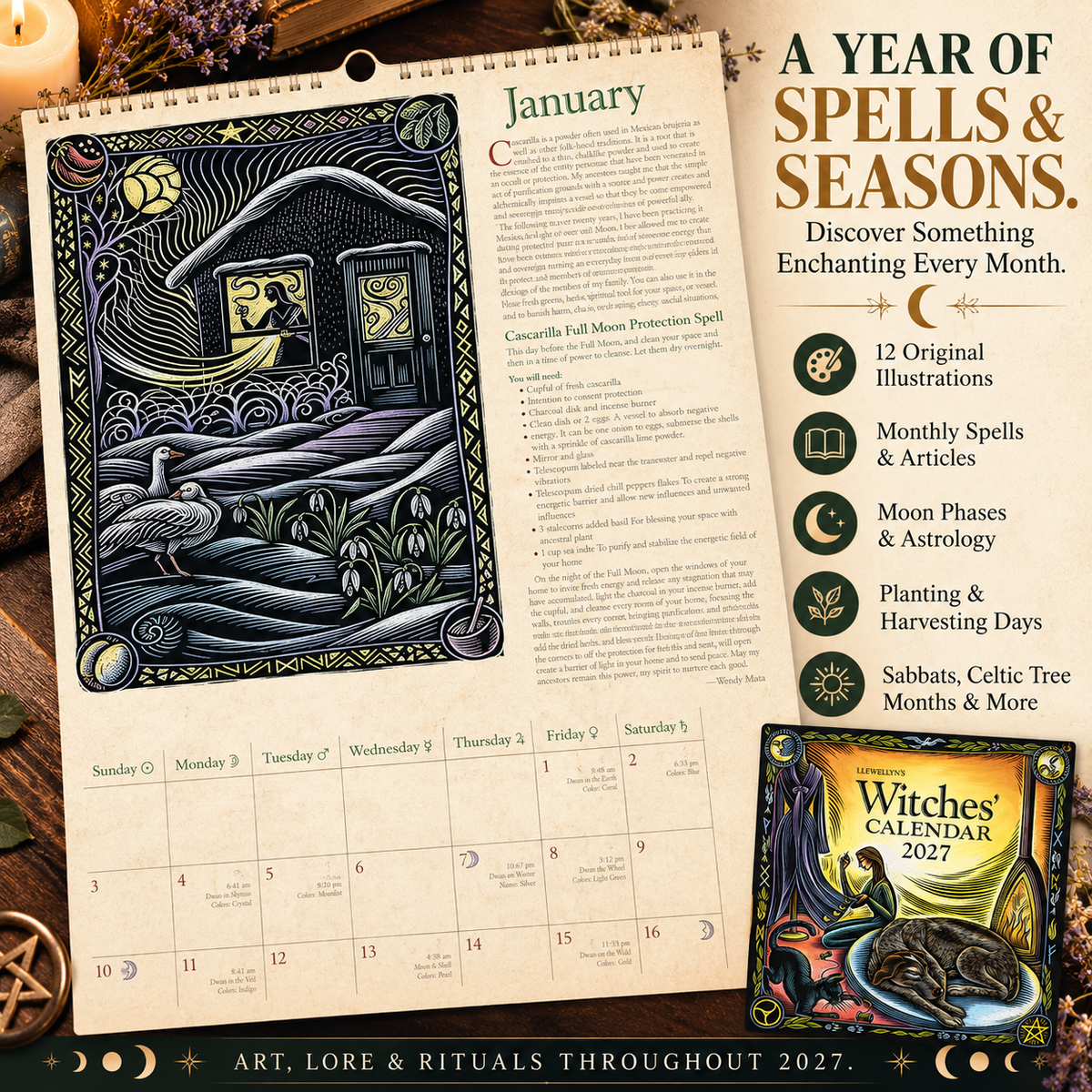 2027 Witches' Calendar & Datebook – Moon Phases, Spells, Rituals & Magical Planner