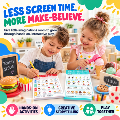 Kids Pretend Play Notepad Set – 6 Themed Activity Pads,for Imaginative Role Play & Early Learning