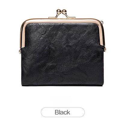 Vintage Kiss-Lock Women’s Compact Wallet – RFID Blocking Bifold with Card Slots, Coin Pocket & Zipper Storage