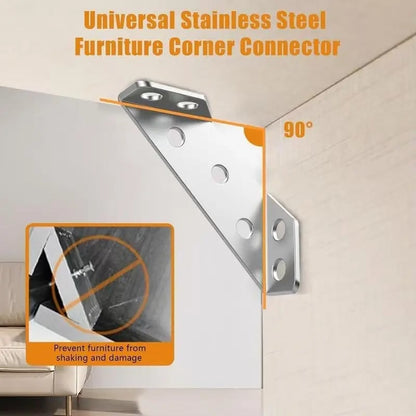Stainless Steel Corner Brace,90°Right AngleSupport Bracket for Cabinets & Furniture