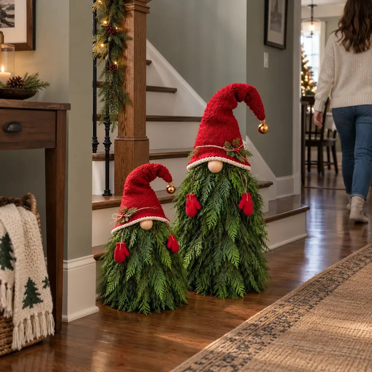 🎄🍄2-Piece Whimsical Winter Gnome Porch Set