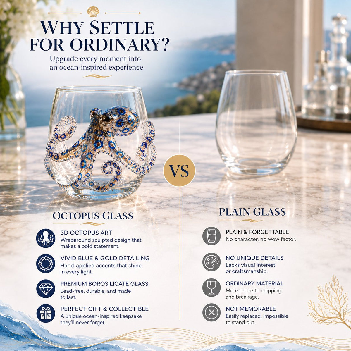 🎁The Perfect Beach House Gift🌊3D Ocean Animal Artisan Glassware Collection