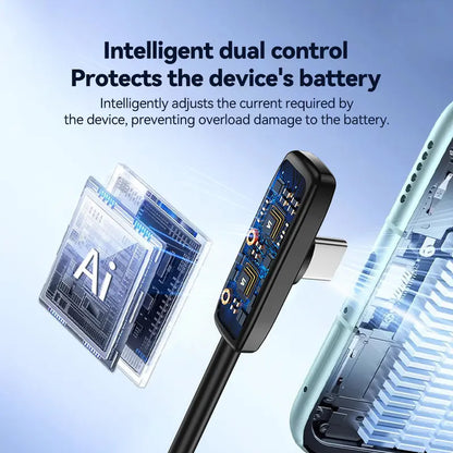 100W 90° Angle Elbow Bend Silicone USB-C Charger Cable