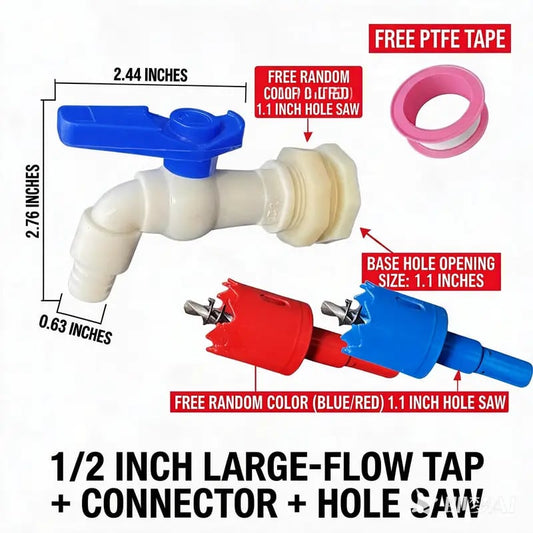🚰 🔥 Limited Time 49% OFF | Rain Barrel Spigot Kit – 1/2' PVC Faucet Set
